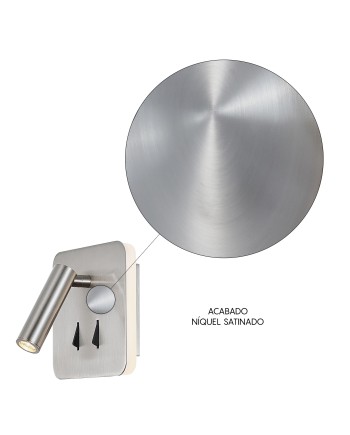 CAYMAN SQ* APLIQUE SATIN NICKEL LECTOR LED 3W+6W 3000K